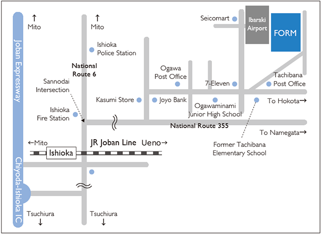 Around Ibaraki Factory Guide Map